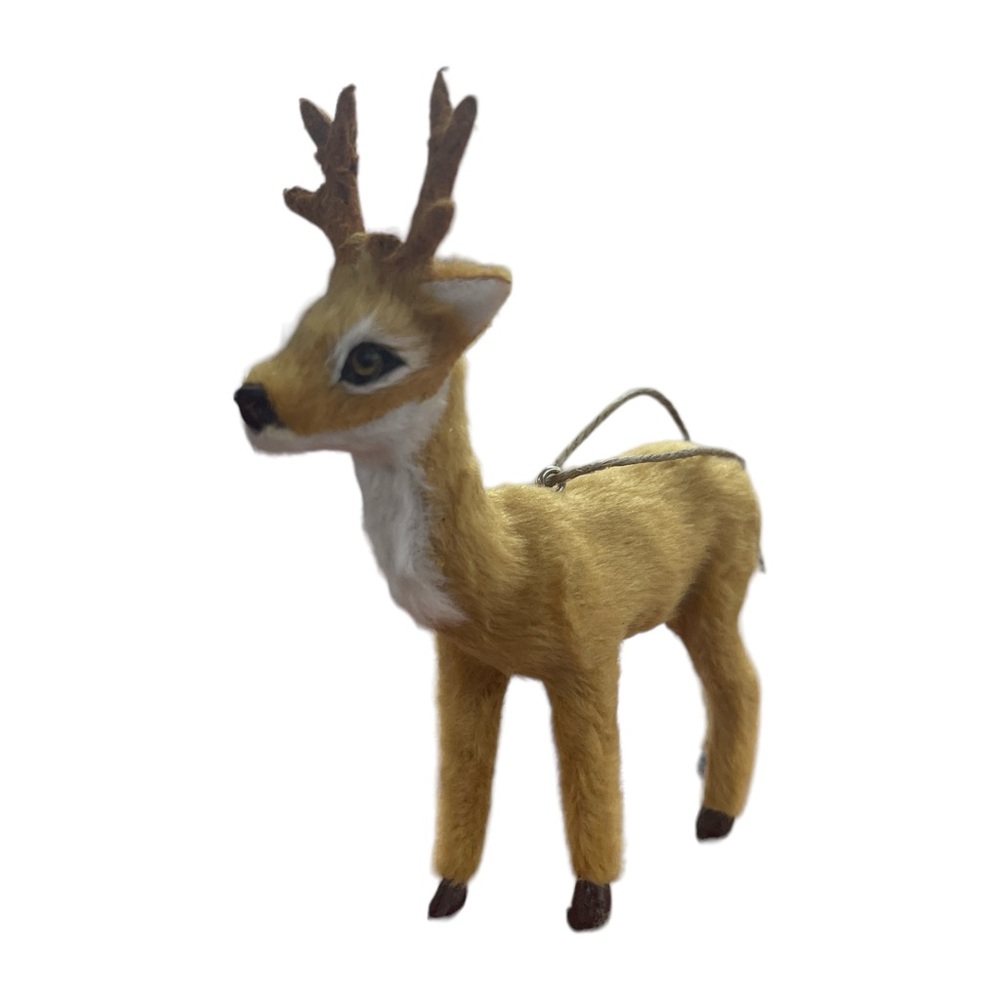 Woodland Animals Deer Buck Faux Fur Christmas Ornament 4" Wondershop New